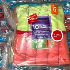 Hanes Girls’ Tagless Hipsters – LOT 54 - 240 pcs – 24 packs (10 ea) – Sz 6 - NEW